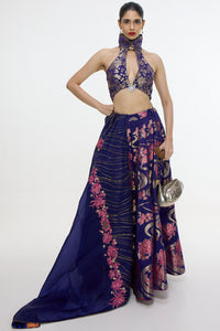 Handwoven Aubergine Cutwork Lehenga Set