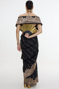 Handwoven Black Mashroo Silk Saree