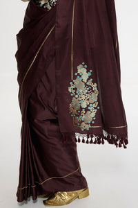 Handwoven Burgundy Saree