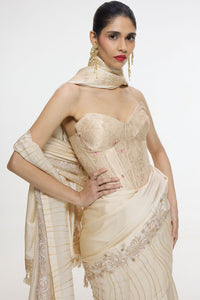 Handwoven Ecru Mashroo Silk Saree