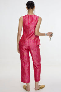 Handwoven Fuchsia Waistcoat Set