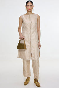 Handwoven Ivory-Gold Jacket Set