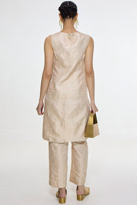 Handwoven Ivory-Gold Jacket Set