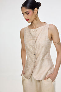 Handwoven Ivory Waistcoat Set