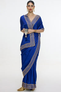 Handwoven Marine Blue Mashroo Silk Saree