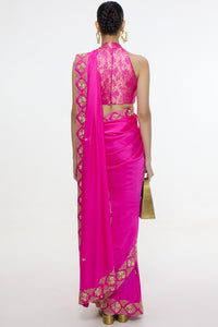 Handwoven Pink Mashroo Silk Saree with Embroidered Border