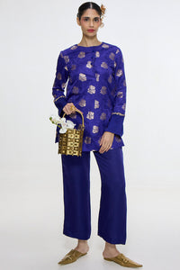 Handwoven Royal Blue Short Kurta Set