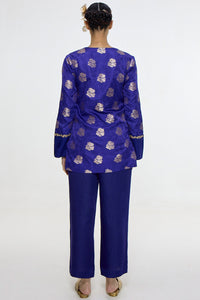 Handwoven Royal Blue Short Kurta Set