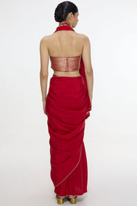 Handwoven Embroidered Vermillion Saree