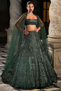 Emerald Green Sequin Lehenga Set