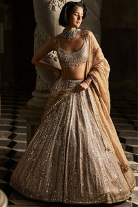 Gold Mirror Work Lehenga Set