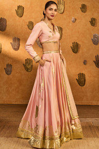 Baby Pink Mandarin Sky Lehenga Set