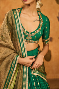 Green Totem Line Lehenga Set