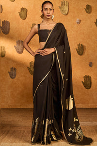 Black Stillwater Bloom Saree