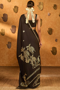 Black Stillwater Bloom Saree