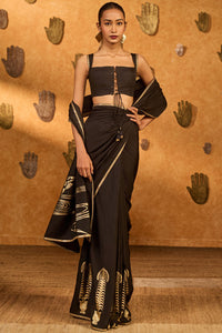 Black Stillwater Bloom Saree