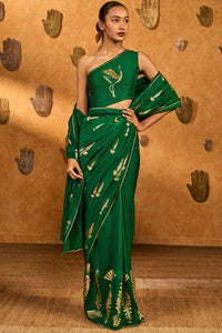 Green Cherry Wine Saree