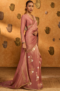 Mauve Moon Garden Tissue Saree