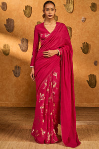 Pink Crane Dawn Saree