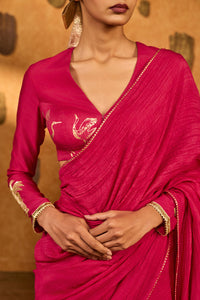 Pink Crane Dawn Saree