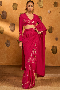 Pink Crane Dawn Saree