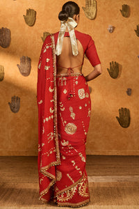 Red Crushed Folkstone Saree