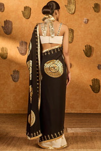 Black / White Moon Fish Saree