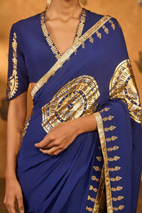 Mocha and Sapphire Moonfish Saree