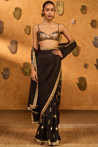 Black Wishdrop Gota Saree
