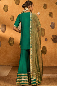 Green Gilded Sharara Set