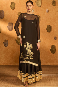 Black Stillwater Bloom Anarkali