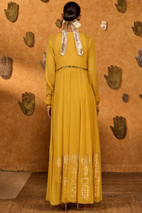 Spiced Ochre Pop Pendant Anarkali Set