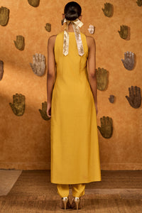 Spiced Ochre Pop Pendant Anarkali Set