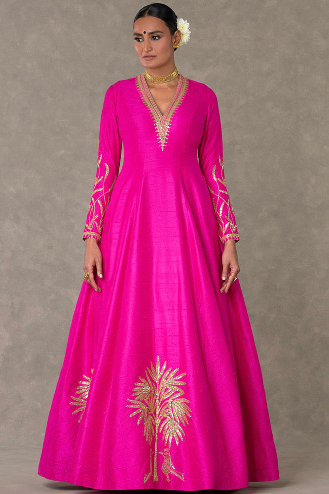 Rani pink seahorse printed dress by Magizham