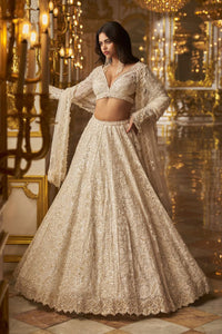 Ivory Gold Floral Lehenga Set