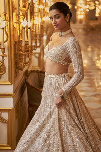 Ivory Gold Sequin Lehenga