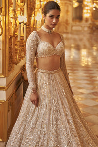 Ivory Gold Sequin Lehenga