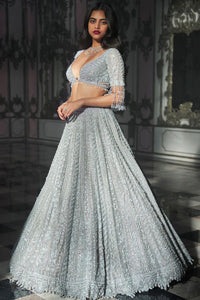 Light Grey Sequin Lehenega Set