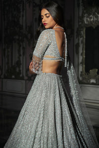 Light Grey Sequin Lehenega Set