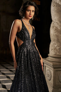 Navy Sequin Gown