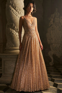 Nude Sequin Gown