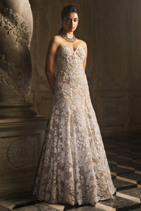 Off-Shoulder Nude Gown