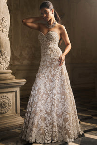 Off-Shoulder Nude Gown