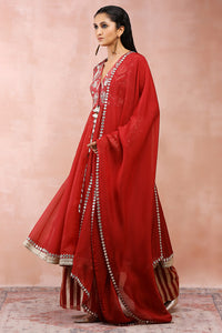 Maroon Anarkali With Palazzo And Dupatta