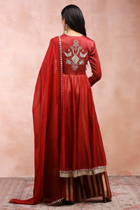 Maroon Anarkali With Palazzo And Dupatta