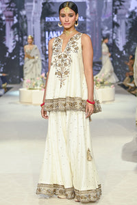 Jahanana Off White Embroidered Sharara Set