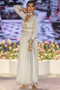 Off White Embroidered Anarkali Set