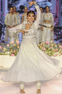 Off White Embroidered Anarkali Set