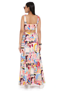 Trance Print Denim Skirt Set