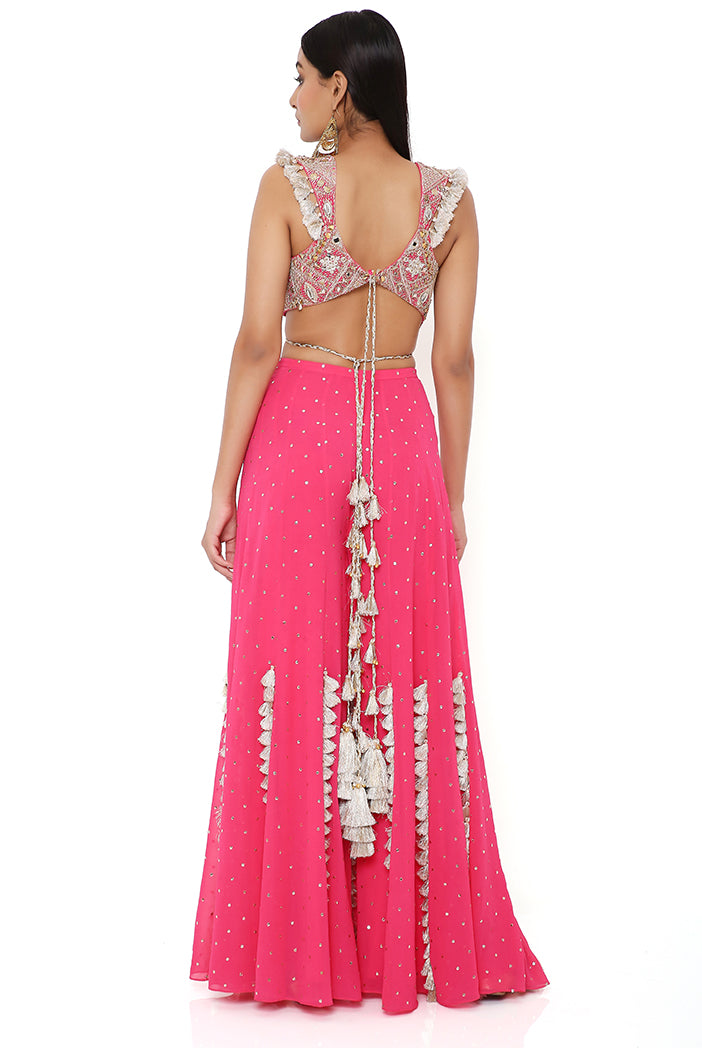 Buy Georgette Strapless Crop Hot Pink Online